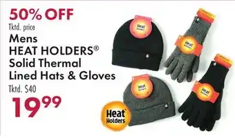 Boscov's Mens HEAT HOLDERS Solid Thermal Lined Hats & Gloves offer