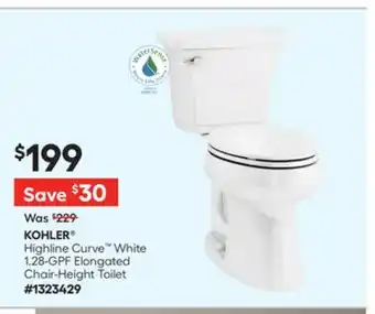 Lowe's KOHLER Highline Curve White 1.28-GPF Elongated Chair-Height Toilet offer