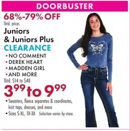 Boscov's Juniors Juniors Plus offer