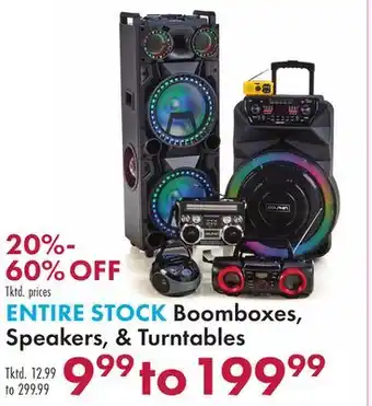 Boscov's Boomboxes, Speakers, Turntables offer