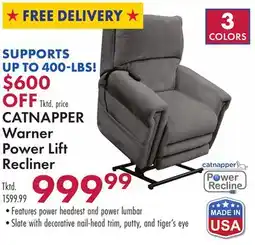 Boscov's CATNAPPER Warner Power Lift Recliner offer