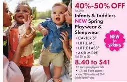 Boscov's Infants & Toddlers NEW Spring Playwear & Sleepwear offer