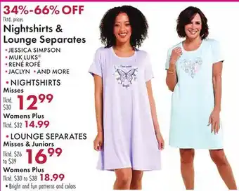 Boscov's Nightshirts & Lounge Separates offer