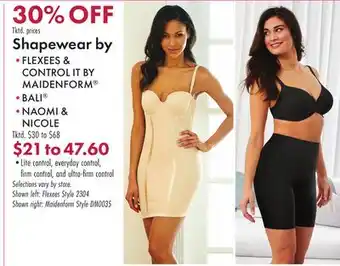 Boscov's Shapewear by • FLEXEES CONTROL IT BY MAIDENFORM •BALI • NAOMI NICOLE offer