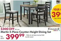 Boscov's Martin 5-Piece Counter-Height Dining Set offer