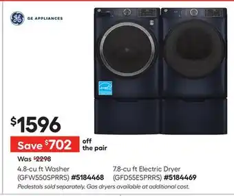 Lowe's 4.8-cu ft Washer and 7.8-cu ft Electric Dryer offer