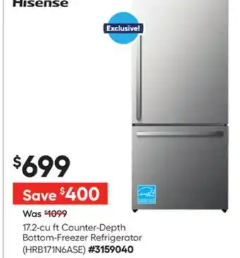 Lowe's 17.2-cu ft Counter-Depth Bottom-Freezer Refrigerator offer