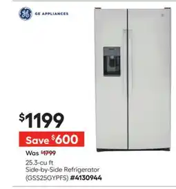 Lowe's 25.3-cu ft Side-by-Side Refrigerator offer