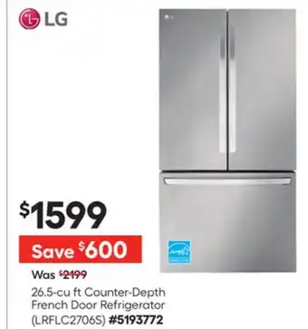 Lowe's 26.5-cu ft Counter-Depth French Door Refrigerator offer