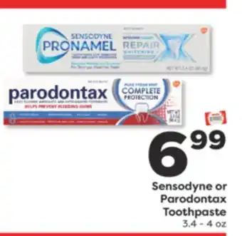 Weis Markets Sensodyne or Parodontax Toothpaste offer