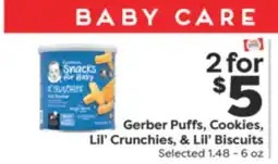 Weis Markets Gerber Puffs, Cookies, Lil' Crunchies, & Lil' Biscuits offer