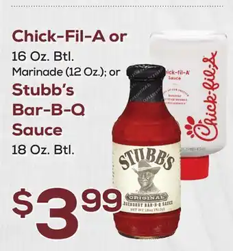 DeCicco & Sons Chick-Fil-A or| Stubb's Bar-B-Q Sauce offer