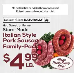 DeCicco & Sons Store-Made Italian Style Pork Sausage Family-Pack offer