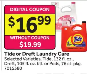 Stop&Shop Tide or Dreft Laundry Care offer