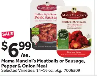 Stop&Shop Mama Mancini's Meatballs or Sausage, Pepper & Onion Meal offer