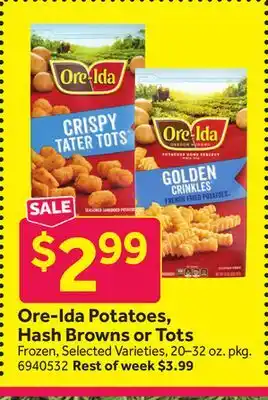 Stop&Shop Ore-Ida Potatoes, Hash Browns or Tots offer