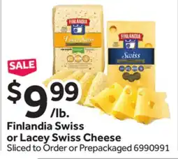 Stop&Shop Finlandia Swiss or Lacey Swiss Cheese offer