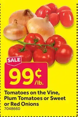 Stop&Shop Tomatoes on the Vine, Plum Tomatoes or Sweet or Red Onions offer