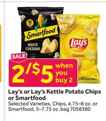 Stop&Shop Lay's or Lay's Kettle Potato Chips or Smartfood offer