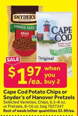 Stop&Shop Cape Cod Potato Chips or Snyder's of Hanover Pretzels offer