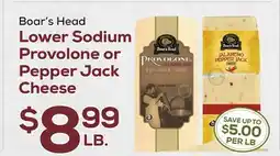 DeCicco & Sons Boar's Head Lower Sodium Provolone or Pepper Jack Cheese offer