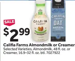 Stop&Shop Califia Farms Almondmilk or Creamer offer