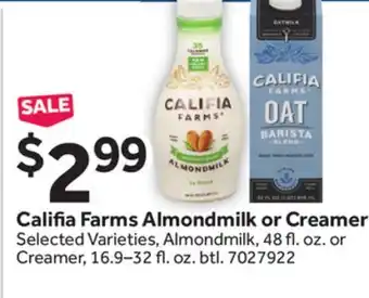 Stop&Shop Califia Farms Almondmilk or Creamer offer