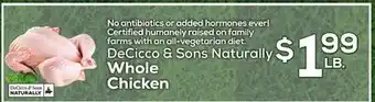 DeCicco & Sons DeCicco & Sons Naturally Whole Chicken offer