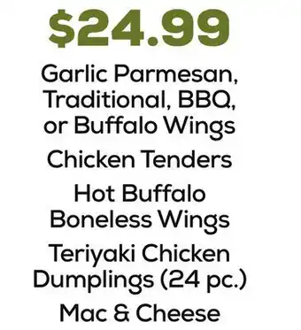 DeCicco & Sons Garlic Parmesan, Traditional, BBQ, or Buffalo Wings Chicken Tenders offer