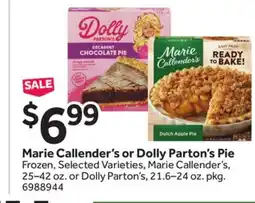 Stop&Shop Marie Callender's or Dolly Parton's Pie offer