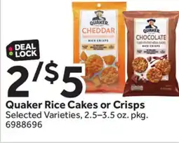 Stop&Shop Quaker Rice Cakes or Crisps offer