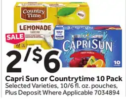 Stop&Shop Capri Sun or Countrytime 10 Pack offer