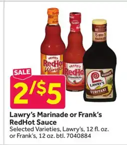 Stop&Shop Lawry's Marinade or Frank's RedHot Sauce offer