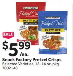 Stop&Shop Snack Factory Pretzel Crisps offer