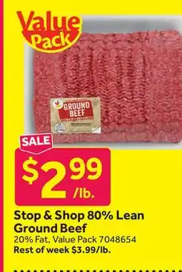 Stop&Shop Stop & Shop 80% Lean Ground Beef offer