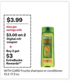 CVS Fructis shampoo or conditioner 10.2-17.3 oz offer