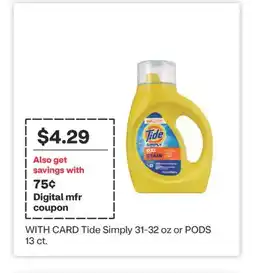 CVS Tide Simply 31-32 oz or PODS 13 ct offer