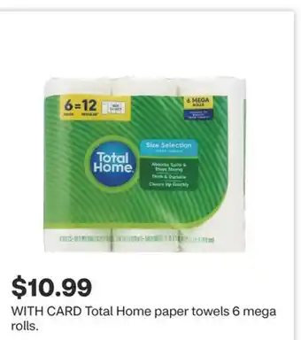 CVS Total Home paper towels 6 mega rolls offer