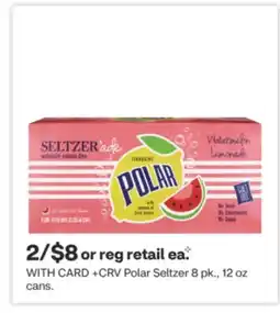 CVS Polar Seltzer 8 pk., 12 oz cans offer