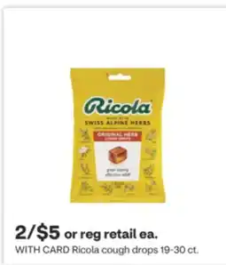 CVS Ricola cough drops 19-30 ct offer