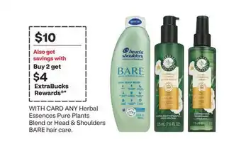 CVS ANY Herbal Essences Pure Plants Blend or Shoulders BARE hair care offer