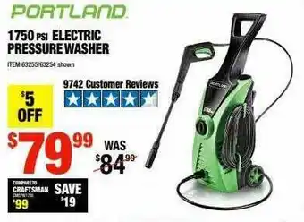 Harbor Freight Tools Portland 1750 Spi Electric Pressure Washer offer