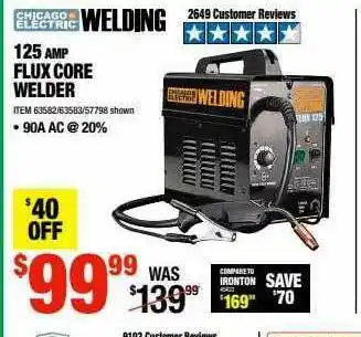 Harbor Freight Tools Chicago Electric Weldin 125 Amp Flux Core Welder offer