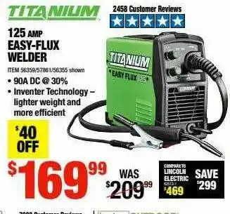 Harbor Freight Tools Titanium 125 Amp Easy-flux Welder offer
