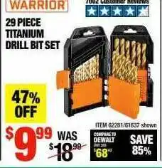 Harbor Freight Tools Warrior 29 Piece Titanium Drill Bit Set offer