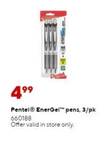 Staples Pentel Energel Pens 3 Pk offer