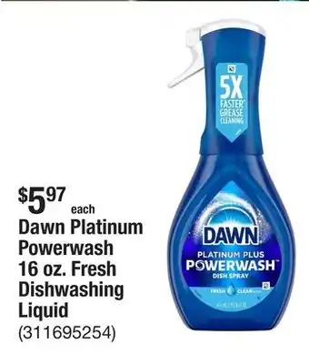 The Home Depot Dawn Platinum Powerwash 16 oz. Fresh Dishwashing Liquid offer