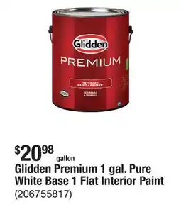 The Home Depot Glidden Premium 1 gal. Pure White Base 1 Flat Interior Paint offer