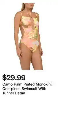 TJ Maxx Camo Palm Pinted Monokini One-piece Swimsuit With Tunnel Detail offer