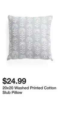 TJ Maxx 20x20 Washed Printed Cotton Slub Pillow offer